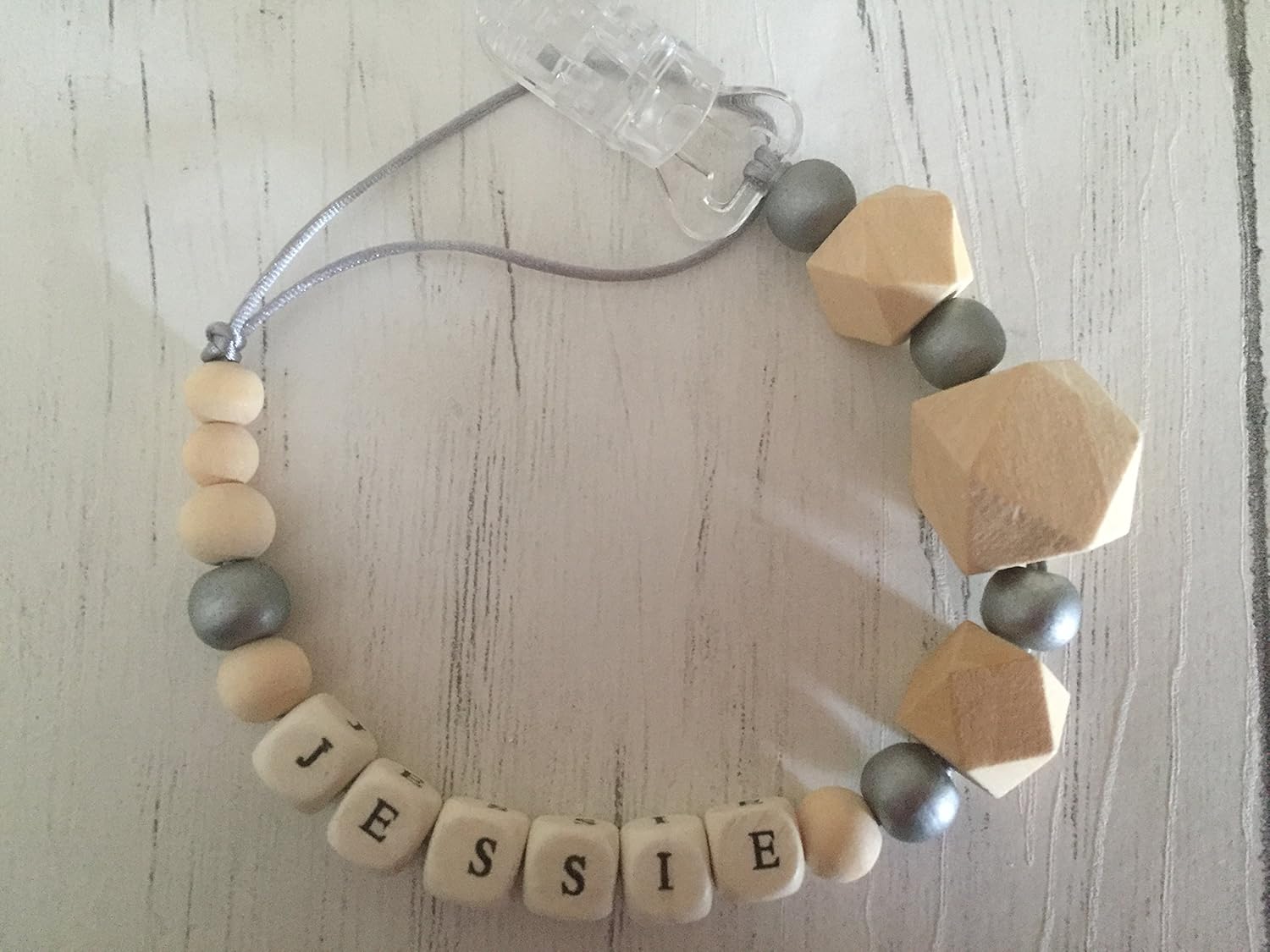 personalized wooden pacifier clip