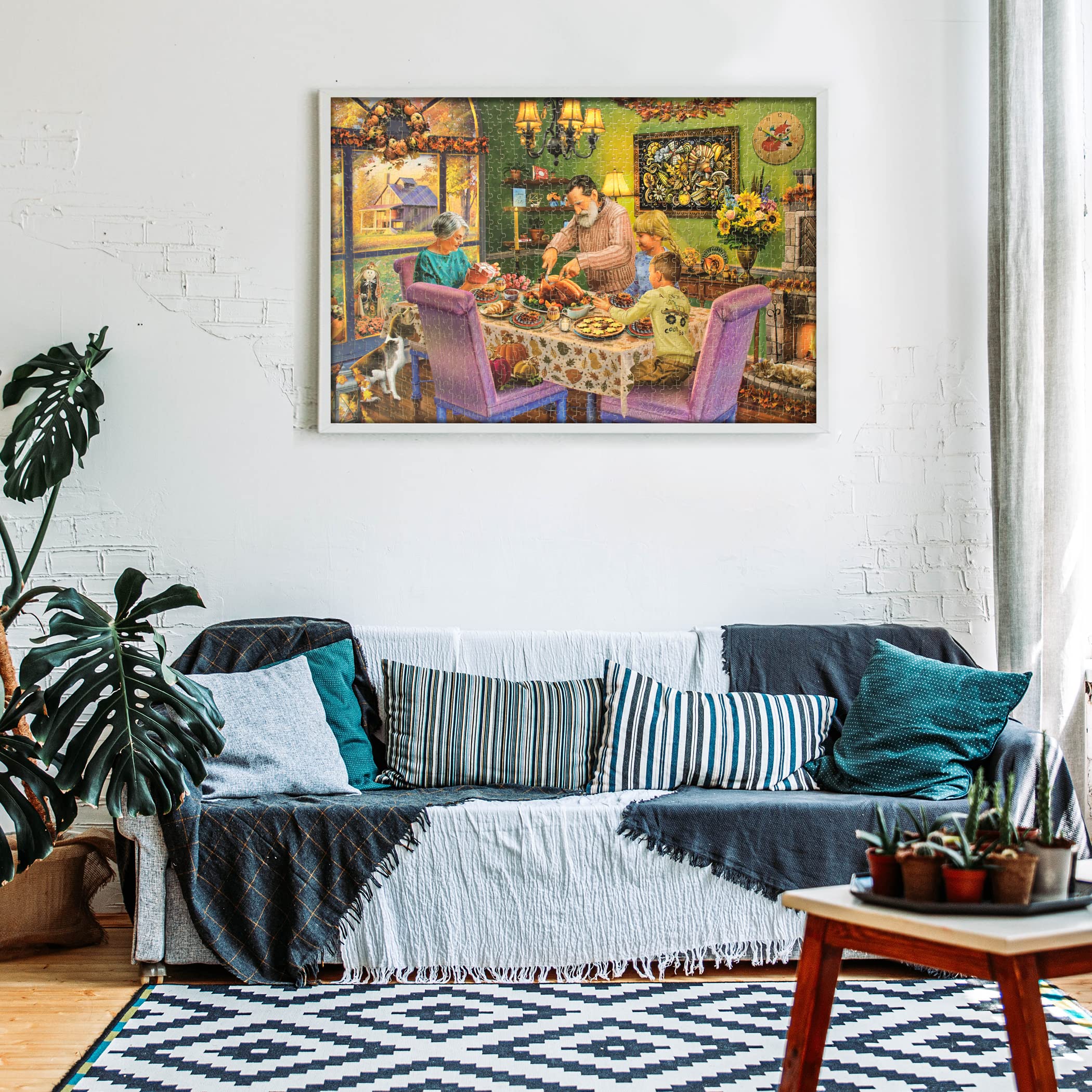 Lavievert Wooden Jigsaw Puzzle 1000 Piece Puzzle for Adults - Thanksgiving Dinner, Turkey, Pumpkin Pie