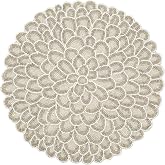 ALPHA Living HOME Beaded Placemats 13 Inch Ivory White Handmade Table Mats | Glass Bead Dining Chargers with Cotton Backing for Weddings Holidays Parties Centerpiece Festive Decor