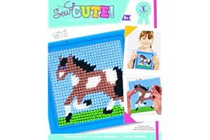 Colorbok Q2342A Horse Learn to Stitch Needlepoint Kit, 6-Inch by 6-Inch, Blue Frame