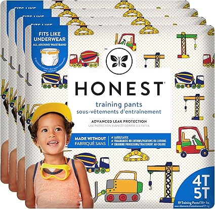 Amazon Com The Honest Company Toddler Training Pants Construction Zone 4t 5t 76 Count Eco Friendly Underwear Like Fit Stretchy Waistband Tearaway Sides Perfect For Potty Training Health Personal Care