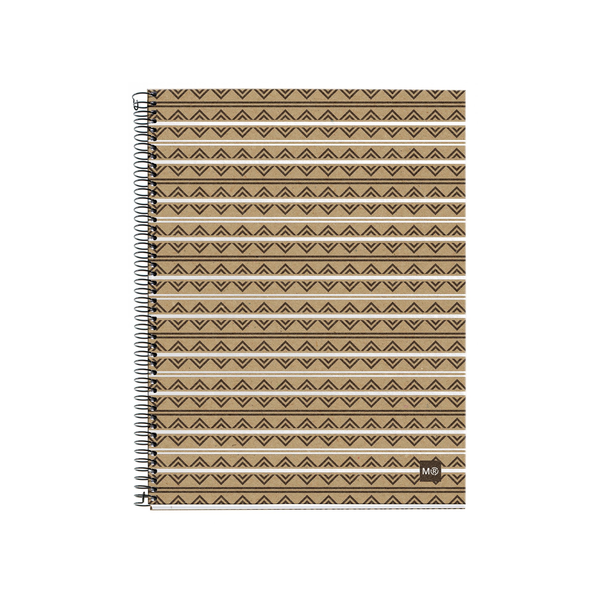Miquel Rius - Notebook Notebook 100% Recycled, 4 Stripes of Colours, A4, 120 Squared Sheets 5 mm, Paper 80 g, 4 Drills, Recycled Cardboard Cover, Eco Aztec Design