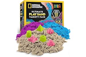 National Geographic 2.7 kg Moon Sand Combo Pack - Blue, Purple and Natural Play Sand with Castle Molds - Sensory Activity, Ki