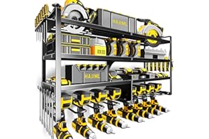 Kodreat Power Tool Organizer Wall Mount,4 Layers Heavy Duty Storage Rack with 8 Drill Holder, Easy Installation, Tool Organizer Wall Mount for Garage Workshop and Home Organization.