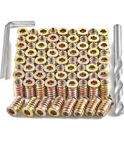 50 Tuercas De Inserción De Rosca M4x10mm Con Placa Redonda Y Cabeza Hexagonal Para Madera, Galvanizadas, Por Sourcing Map
