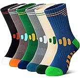 AMENLAN Kids Boys Athletic Socks Sport Basketball Crew Soft Cotton Breathable Youth Casual Socks 6 Pairs