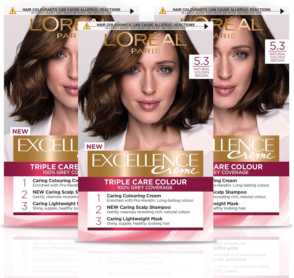 L'Oreal Paris Excellence Crème 5.3 Natural Golden Brown 3 Pack