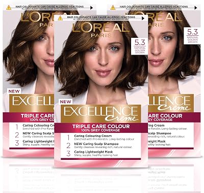L'Oreal Paris Excellence Crème 5.3 Natural Golden Brown 3 Pack
