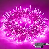 JMEXSUSS Connectable 100 LED Pink Christmas Lights, 33ft 8 Modes Room Lights Clear Wire, Plug in Pink String Lights Indoor Outdoor for Room Decor Christmas Tree Bedroom Valentines Party