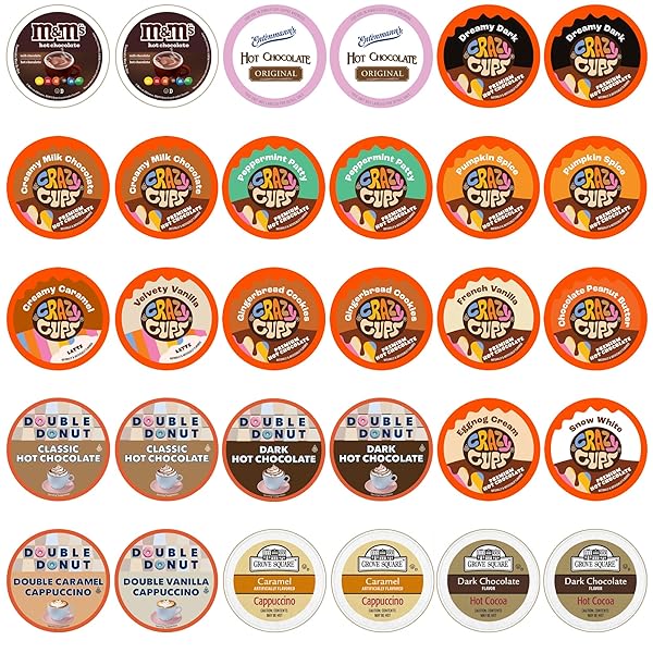 HOT CHOCOLATE AND CAPPUCCINO SINGLE SERVE CUPS, VARIETY...