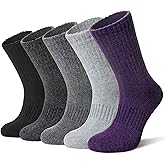 Merino Wool Socks For Women Hiking Winter Boot Thermal Warm Thick Cozy Work Crew Socks 5 Pairs