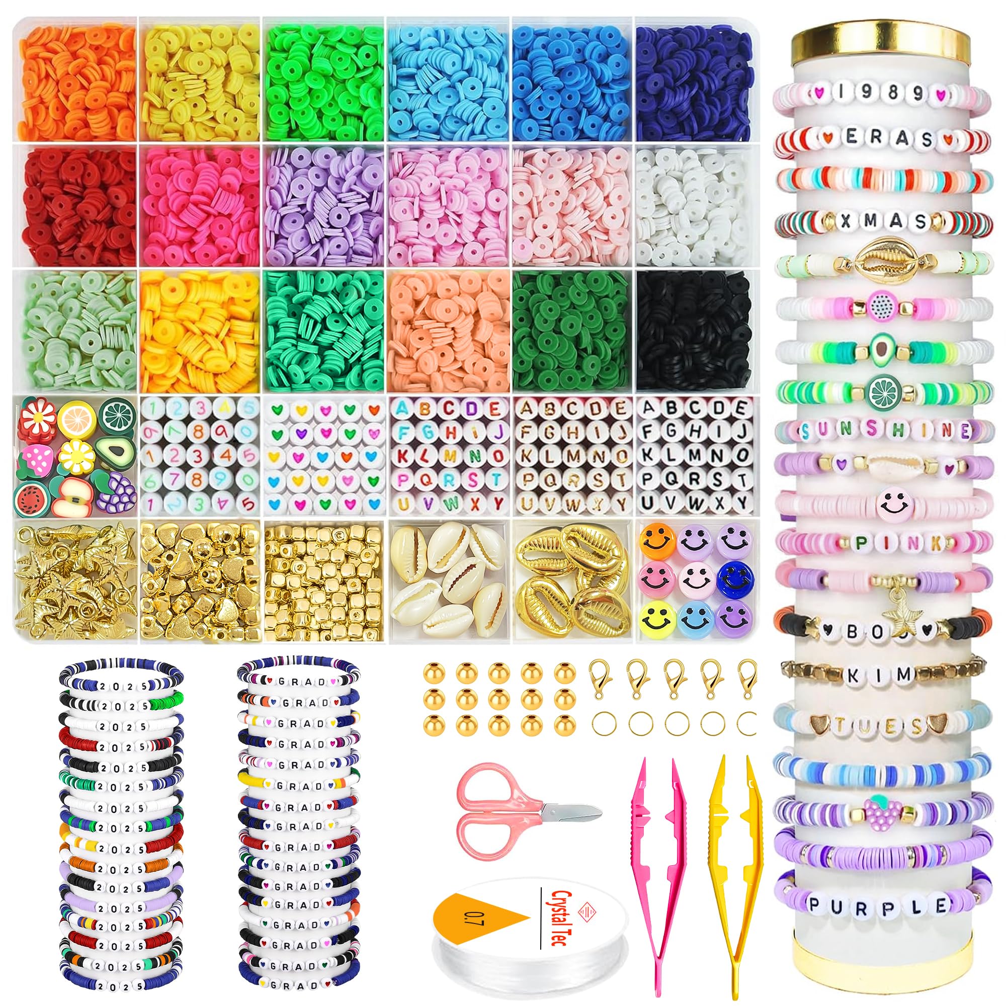 OHOME Stocking Stuffers - 5300 Clay Beads Bracelet Making Kit,Arts and Crafts for Kids Ages 8-12,Christmas Gifts Crafts Games Toys for 3-10 Year Old Birthday,Christmas Gifts for Grandkids