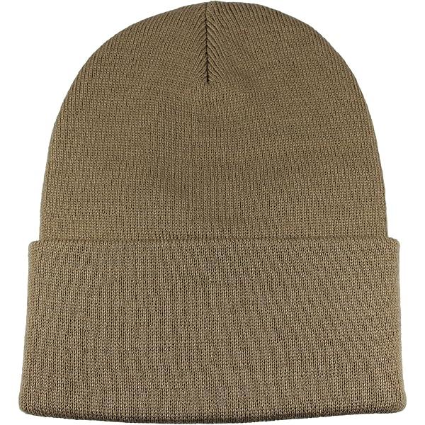 KHAKI TAN BEIGE SHORT WATCH CAP BEANIE SKI CAP CAPS HAT HATS