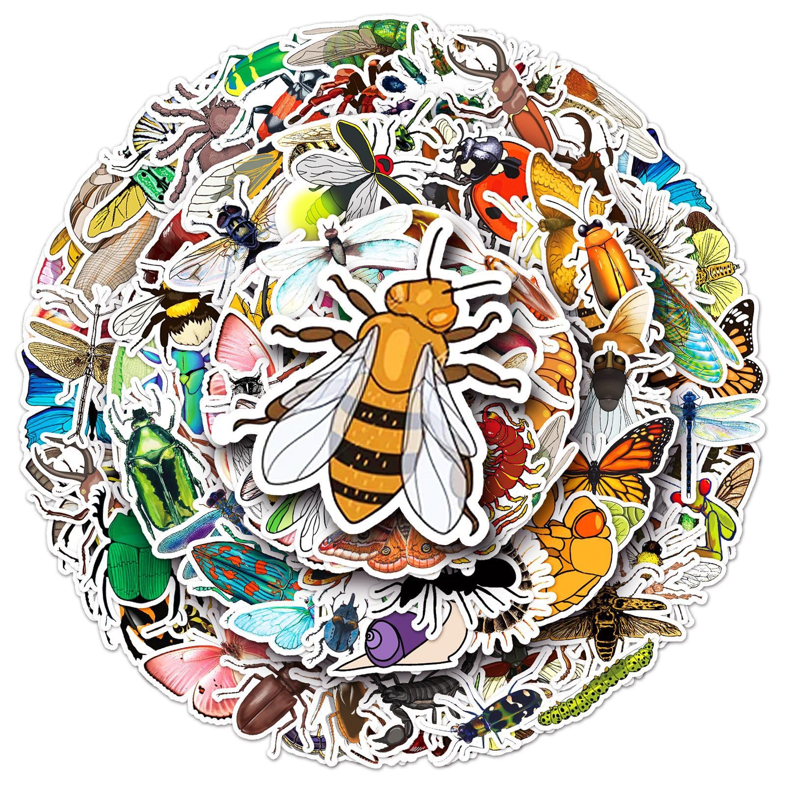Insect Stickers for Laptop (110 PCS),Gift for Children Teens Adults Girl Boys,Waterproof Stickers for Water Bottle,Bug Vinyl Stickers for Scrapbook,Skateboard,Bike,Phone,Dairy
