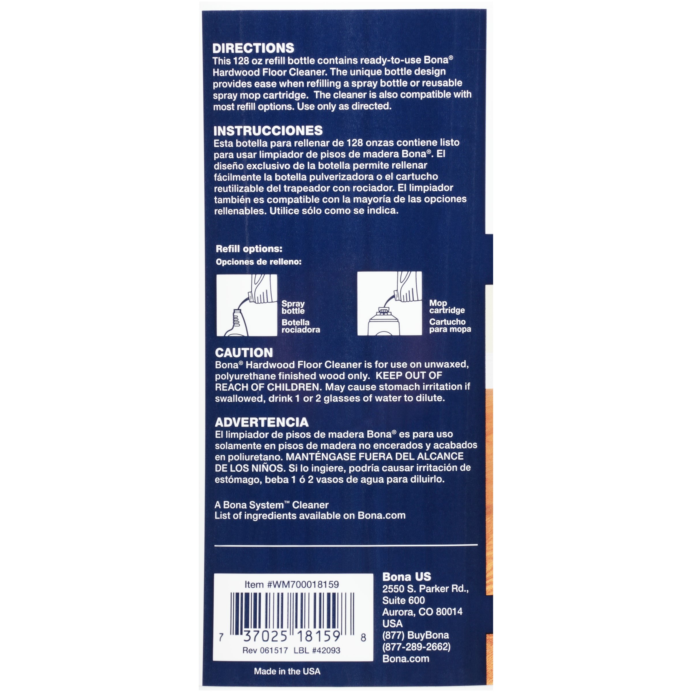 Bona Hardwood Floor Cleaner Refill 128 Fl Oz Pack Of 1 Buy