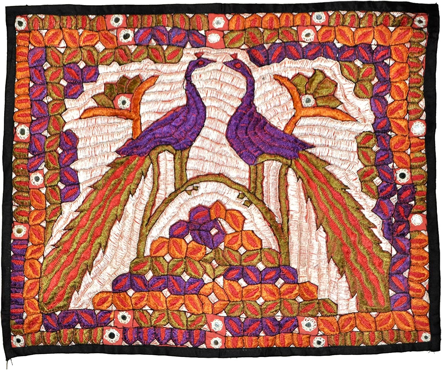 Amazon Com Decor In Home Indian Wall Hanging Tapestries Peacock Beautiful Thread Embroidery Wall Decoration Usa Peacock Home Kitchen