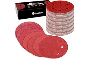 Pukamam 105 Pcs 6 inch Sanding Discs 60 80 120 180 240 320 400 Grit 6 Hole Hook and Loop Round Sandpaper for Random Orbital Sander