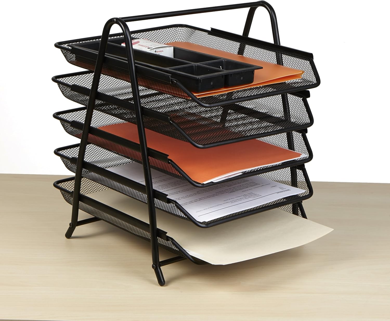 Mind Reader Desk Organizer with 5 Sliding Trays for Letters, Documents, Mail, Files, Paper, Black: Home & Kitchen