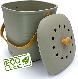 YourCasa® Komposteimer - 6L - für alltäglichen Biomüll in der Küche - geruchsdicht & abwaschbar - nachhaltiger Bio Mülleimer mit Deckel & Filter im schlichten Design