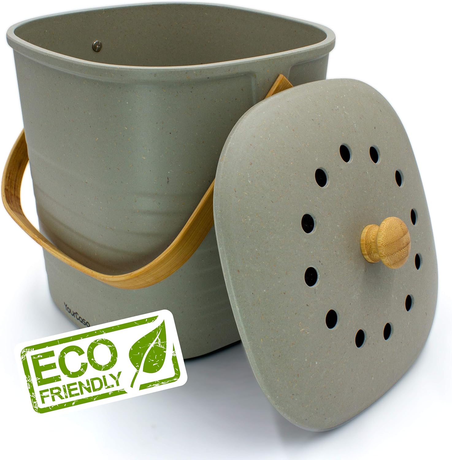 YourCasa® Komposteimer - 6L - für alltäglichen Biomüll in der Küche - geruchsdicht & abwaschbar - nachhaltiger Bio Mülleimer mit Deckel & Filter im schlichten Design