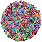 GMMA Clear Glitter Pony Beads for Friendship Bracelets for Jewelry Making 1000 Pcs 6x9mm Transparent Plastic Colourful Beads for DIY Bracelet Necklace Party Decoration Supplies