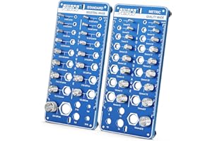 PUIOCO Thread Checker, 42 Nut and Bolt Thread Checker Standard and Metric, 17 SAE & 17 Metric & 8 Drill Gauge Bolt and Nut Identifier Gauge, Bolt Size Finder Thread Gauge for Quickly Identify, Wall-Mountable