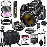 Nikon COOLPIX P1000 16.7 Digital Camera + 128GB Card, Tripod, Flash, and More (18pc Bundle)
