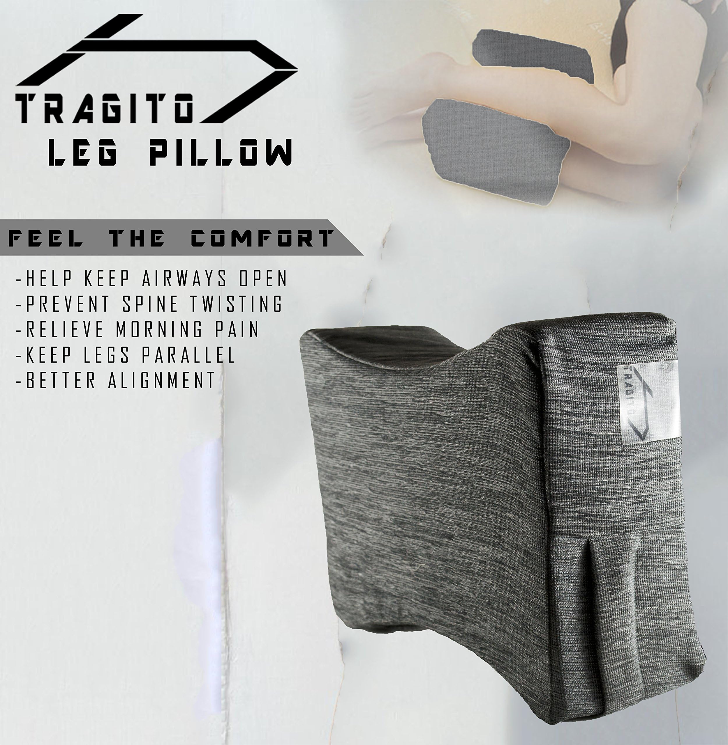 Tragito Knee Pillow | Leg Pillow | Pregnancy pillow | Sciatica pain | Back Ache (Soft Memory Foam)