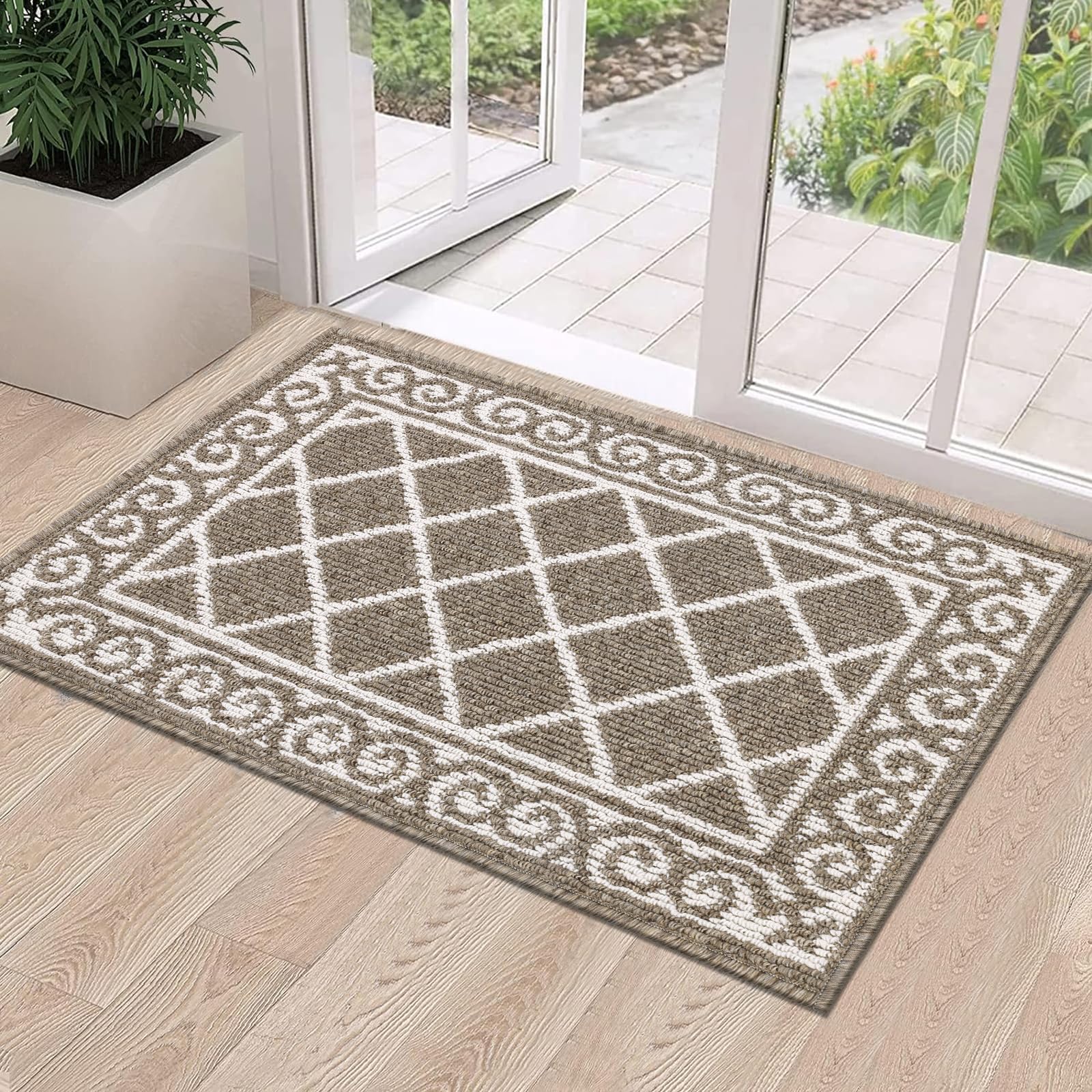 Photo 1 of HEBE Indoor Door Mat 20''x32'' Non Slip Front Door Welcome Mats Washable Shoe Mats Dirt Trapper for Entryway Low Profile Kitchen Carpet for Entrance Hallways Entrance Mat for Dogs