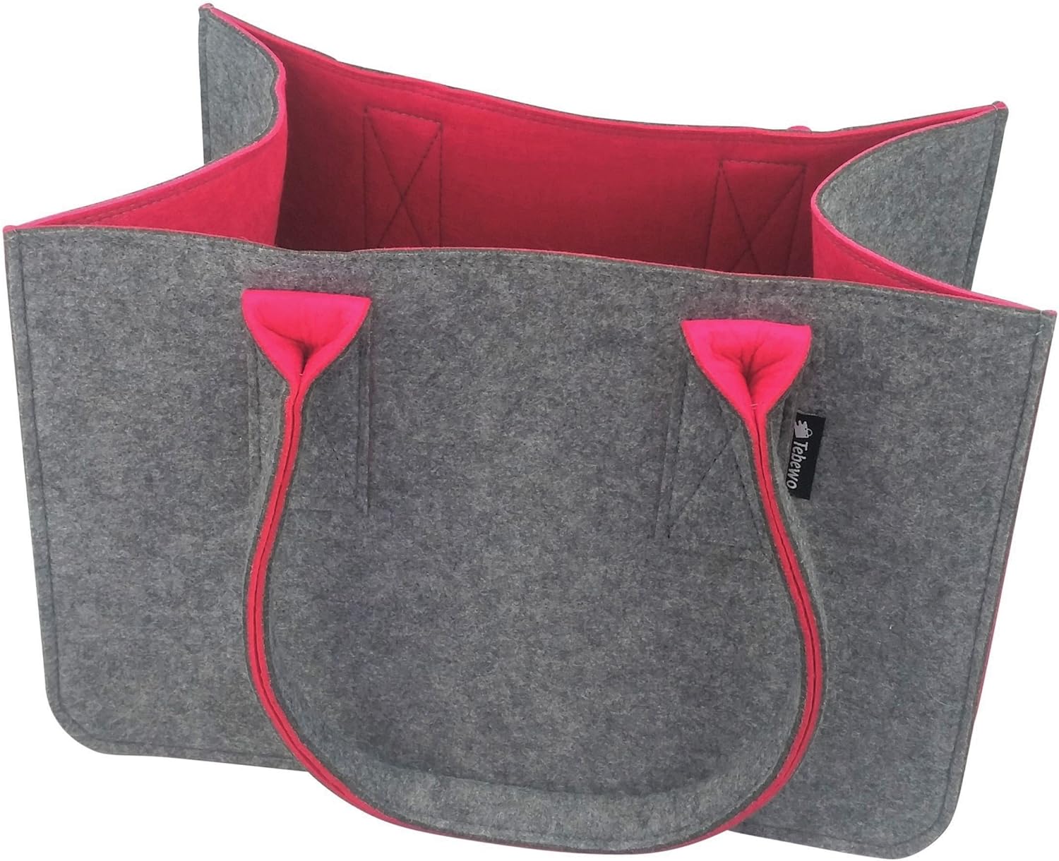 Tebewo Felt Shopping Bag - Large Foldable Multipurpose Carry Bag, Light Gray,dark Grey, 40 x 27 x 27 - Image 5