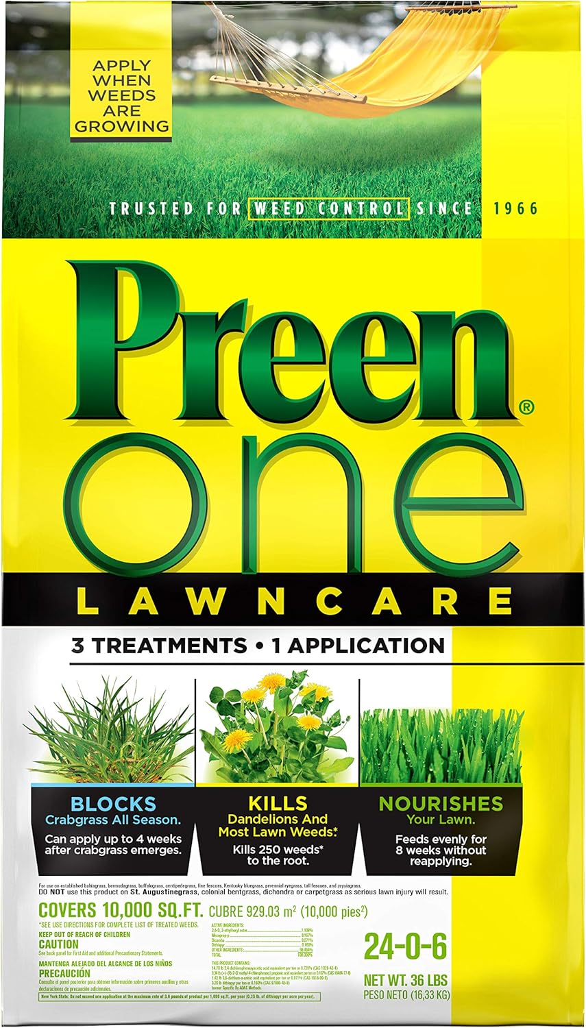 Preen 2164168 One LawnCare Weed & Feed, 36 lb. -Covers 10,000 sq. ft