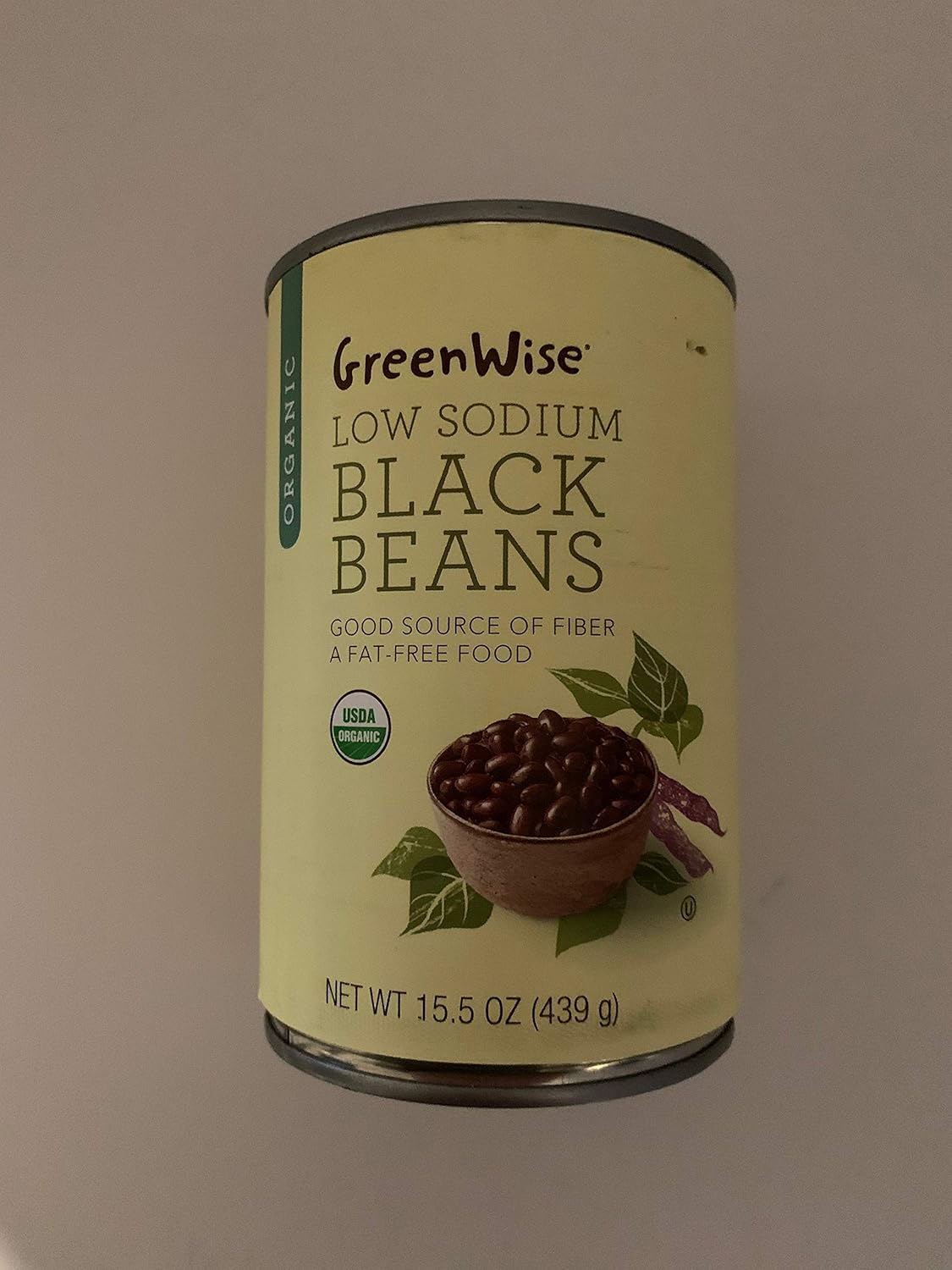 GreenWise Organic Low Sodium Black Beans, Fat Free, 15.5