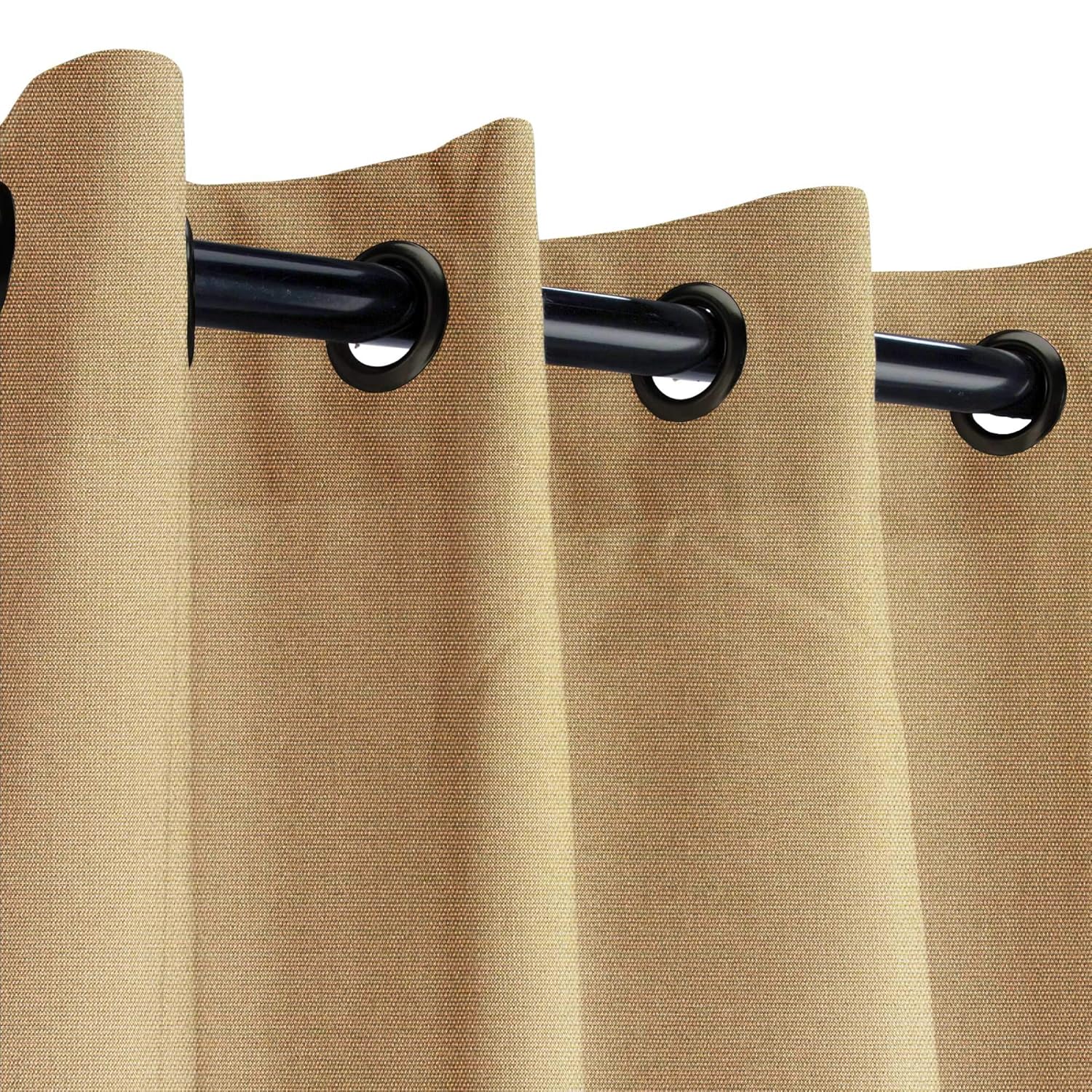 Sunbrella Canvas Brass Outdoor Curtain with Dark Gunmetal Grommets 50 in. Wide x 84 in. Long