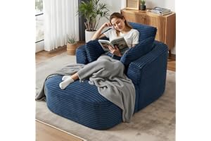 AUGOP 65" Boneless Couch Corduroy Living Room Chairs Luxurious Reading Chair Deep Seat Sleeper Chair Oversized Chaise Lounge Chair Indoor for Living Room, Bedroom