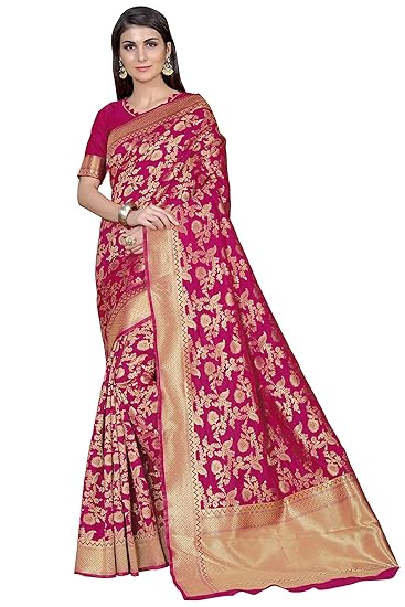 Womens Kanchipuram Art Silk Saree With Blouse Piece