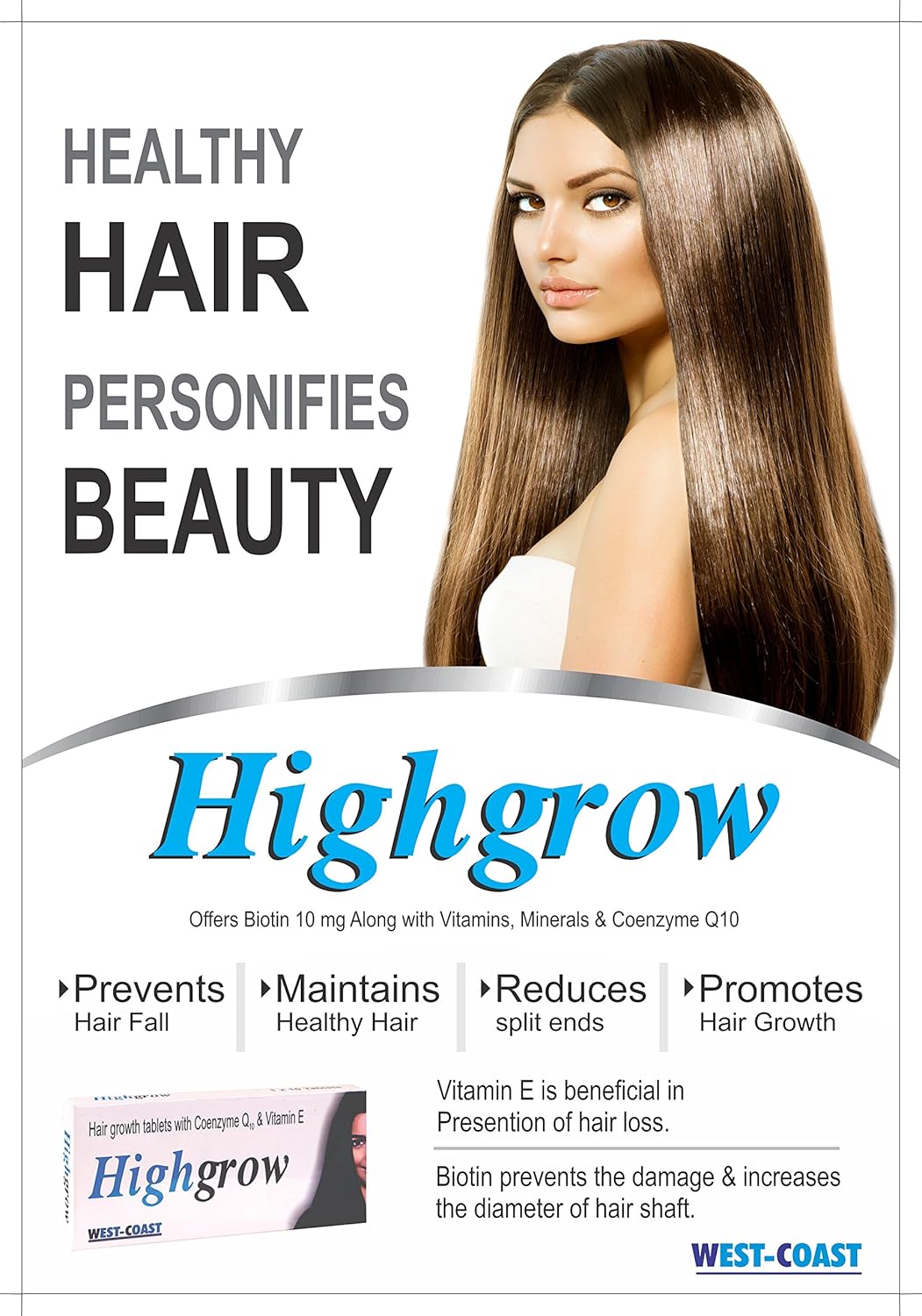 Buy Highgrow Hair Supplement Biotin CoQ 10 Vitamin E 10