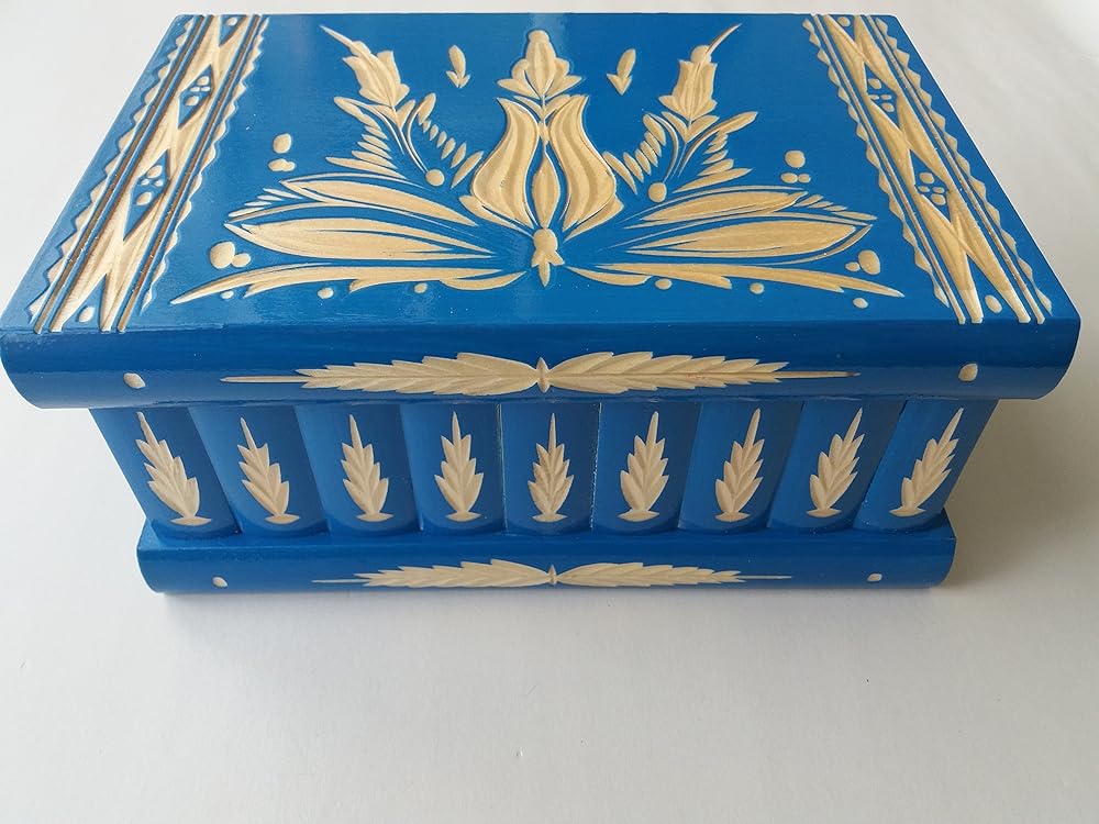 Große, riesige blau Puzzle Kasten, Holz geheimen Kasten, magischen