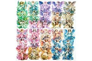 Yoksas Large Holographic Shiny Fantasy Angel Fairy Stickers - 30Pcs Waterproof Clear Glitter Christian Faith Scrapbook Stickers for Junk Journals,Planner,Resin Art Supplies