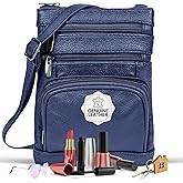 Krediz leather Crossbody Purses for Women, Multi Pocket Crossbody Purse with Adjustable Strap, Soft & Durable Leather Purse