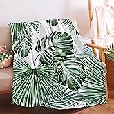 Softerhug Blanket Monstera Deliciosa Palms Tropical Plants Soft Cozy Throw Lightweight Microplush Blankets for Couch Bed Sofa All Season Warm-50"x40" Small for Kids