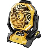 AEROZY Battery Operated Fan, for DeWalt 20V Max Battery, Cordless Jobsite Fan for Camping, with LED Lights, Hook for Hanging, Variable Speed, for Workshops, USB Port(Bare Tool Only)