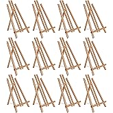 U.S. Art Supply 14" Medium Tabletop Display Easel - Beechwood Artist A-Frame Display Stand, Wooden Easel for Painting, Canvas Stand, (Pack of 12) Classrooms Events Photo Picture Sign Holder