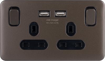 Schneider Electric Lisse Screwless Deco 13A Switched Socket SP 2USB Mocha