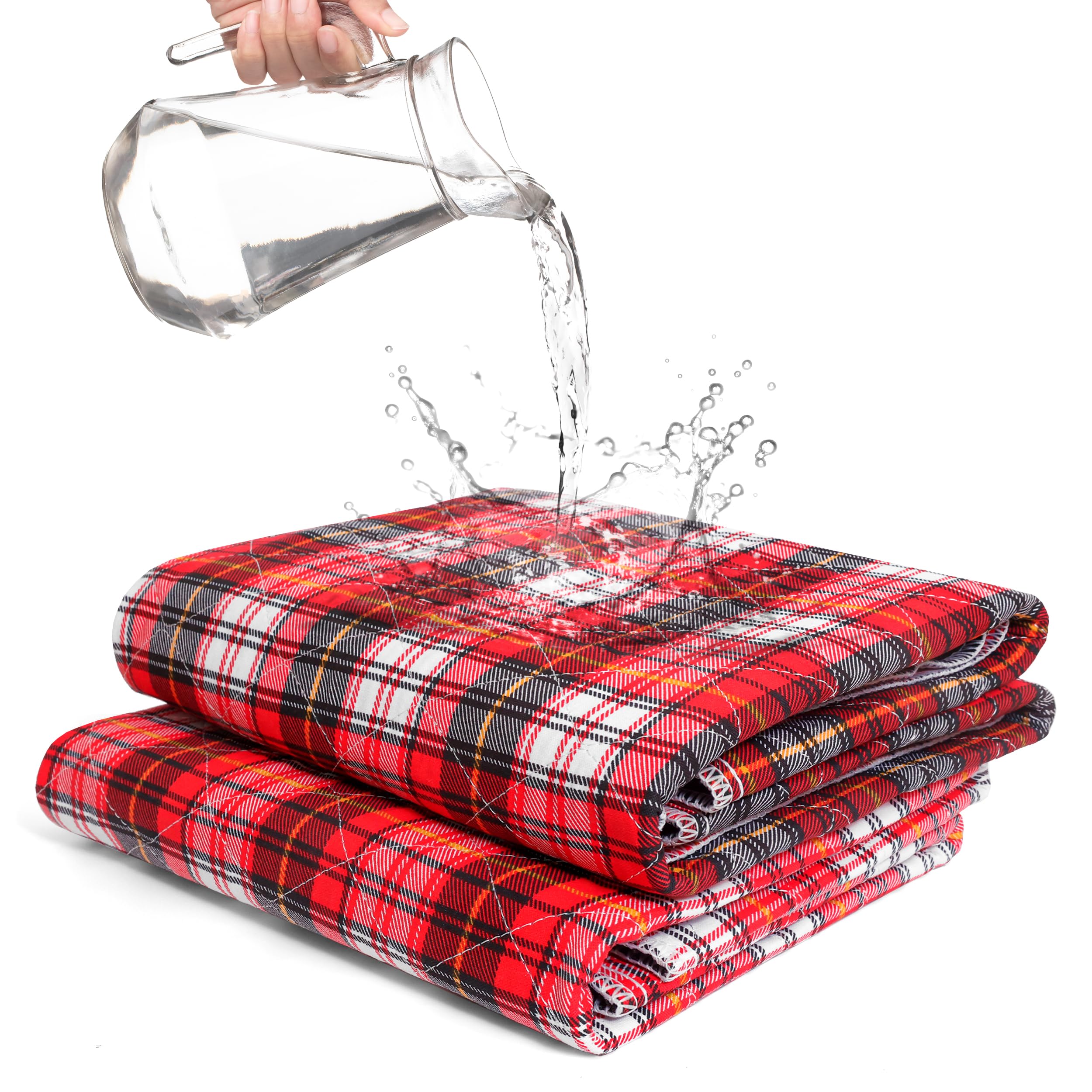 Photo 1 of Bed Pads Washable Waterproof, Incontinence Bed Pads for Women and Men, Reusable Waterproof Mattress Protector, Non-Slip, 36" x 34", Red Plaid, 2 Pack