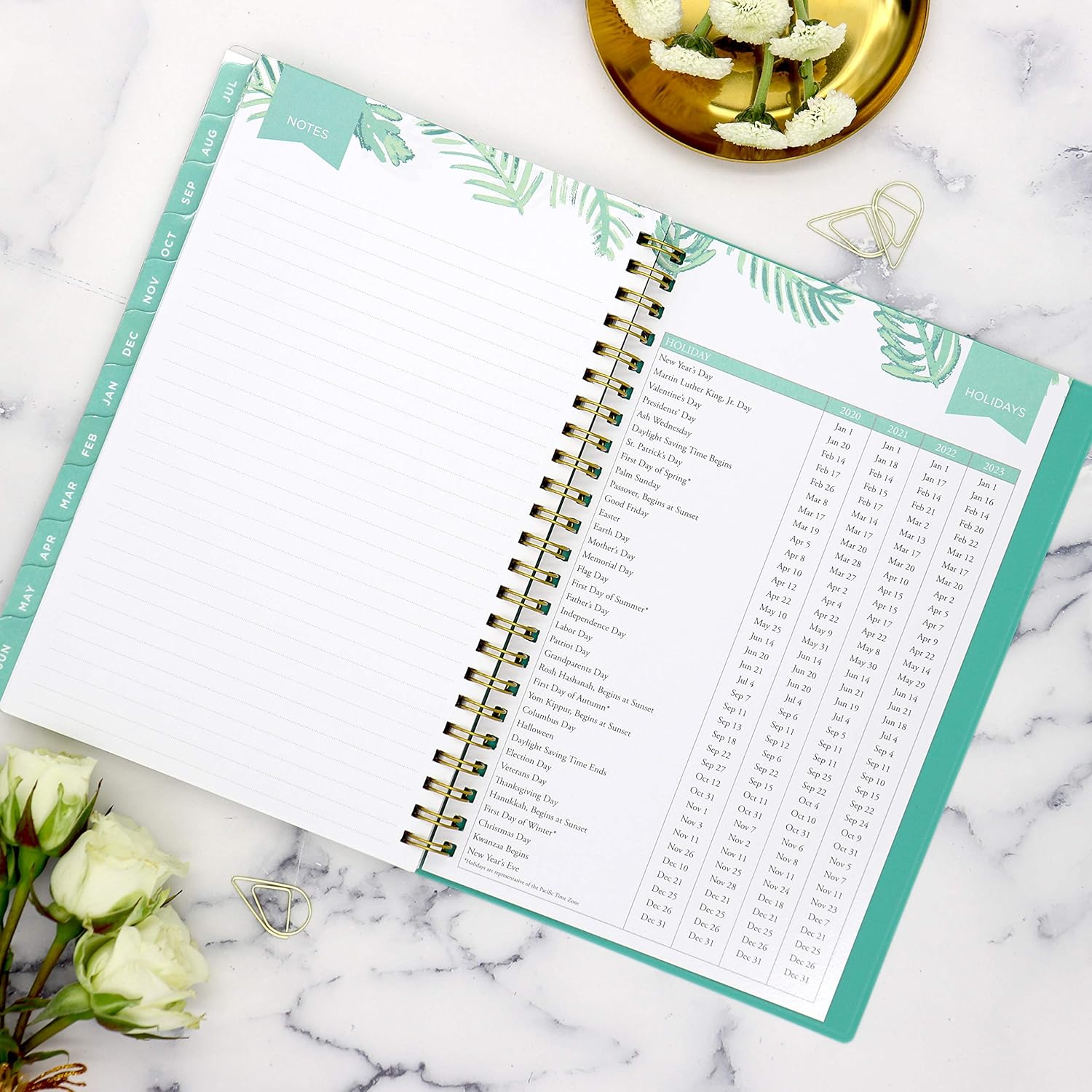 Day Designer for Blue Sky 2020-2021 Academic Year Weekly & Monthly Planner, Flexible Cover, Twin-Wire Binding, 5" x 8", Palms : Office Products