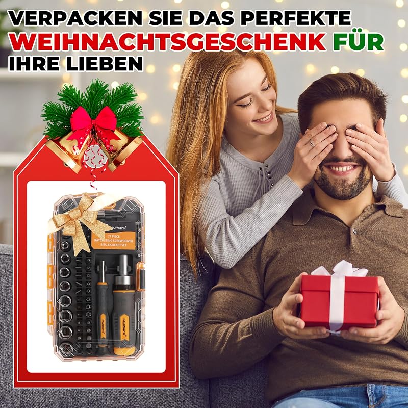 Schraubendreher-Bit-Satz & Steckschlüssel-Satz, 77-teiliger Ratschen-Schraubendreher-Satz mit Koffer, 77 in 1 Multi-Bit-Schraubendreher für Heimwerker, Elektronik, Auto-Notfall und Garage