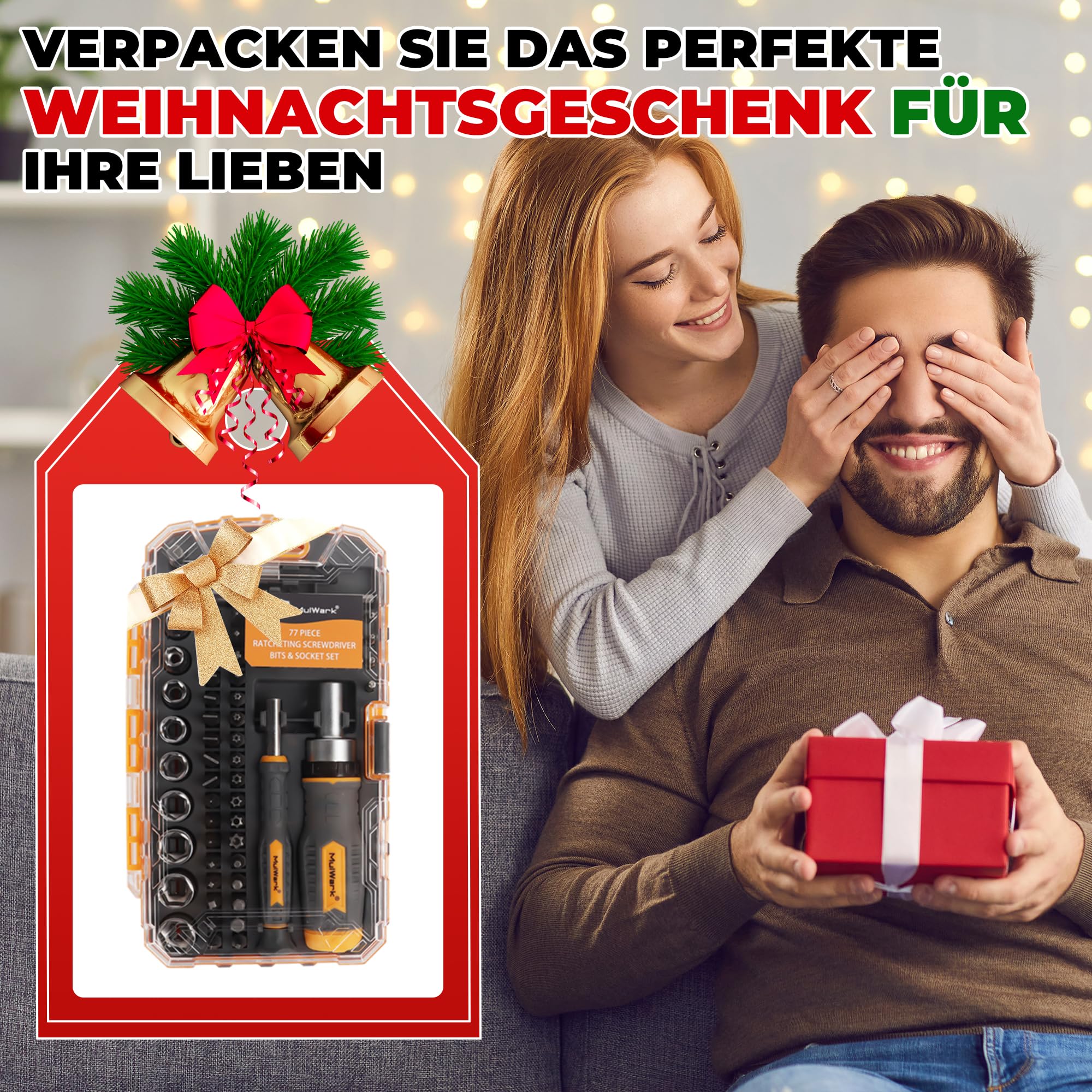 MULWARK Schraubendreher-Bit-Satz & Steckschlüssel-Satz, 77-teiliger Ratschen-Schraubendreher-Satz mit Koffer, 77 in 1 Multi-Bit-Schraubendreher für Heimwerker, Elektronik, Auto-Notfall und Garage 2