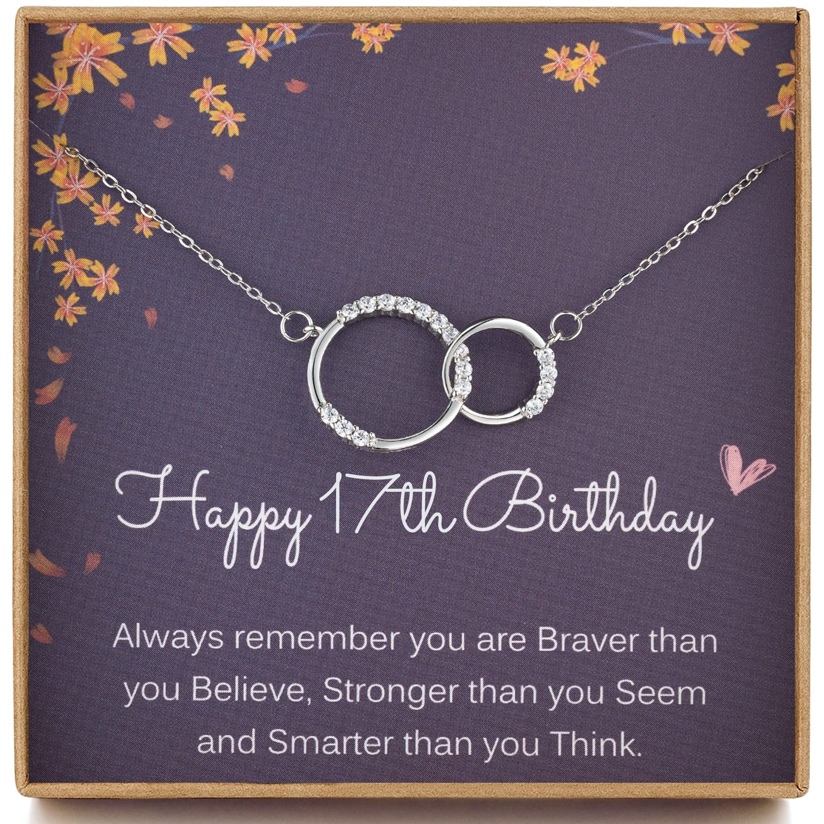 MADAOGO 17th Birthday Gifts for Girls, 925 Sterling Silver Infinity Necklace with 17 Cubic Zirconia Stones, Thoughtful Jewellery Present for 17 Year Old Girl