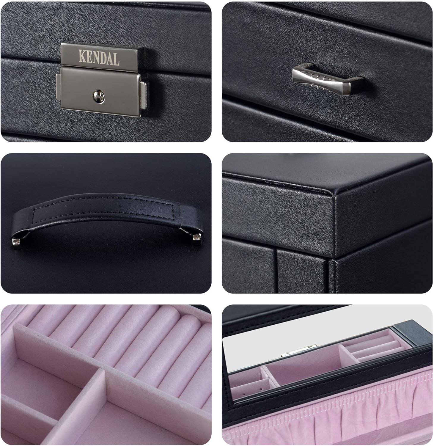 Kendal Huge Leather Jewelry Box Case Storage with a Travel Case and Lock LJCSKM5BK: Home & Kitchen