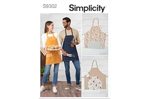 Simplicity Men's and Women's BBQ Style Apron Packet, Code 9302 Sewing Pattern, One Size, White, (SS9302OS)